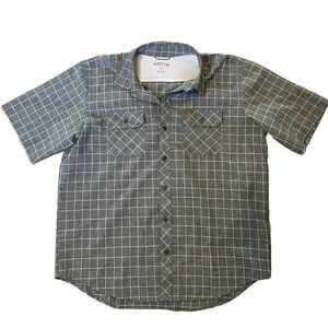 Orvis Gray White Plaid XL Shirt Short Sleeve Men’s Outdoors Nice Condition